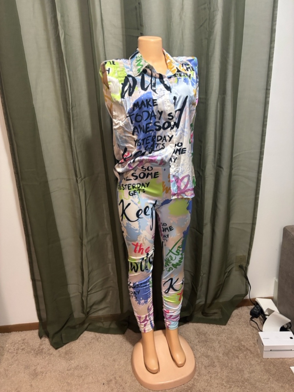 Women's Multicolor Graffiti Print Jumpsuit